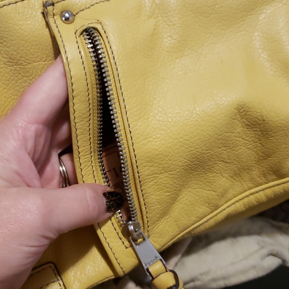 EUC Tignanello yellow leather handbag - Picture 2 of 6
